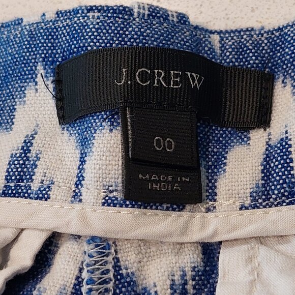 J. Crew Blue/White Ikat Zig Zag Shorts Women's Size 00 - Picture 5 of 9
